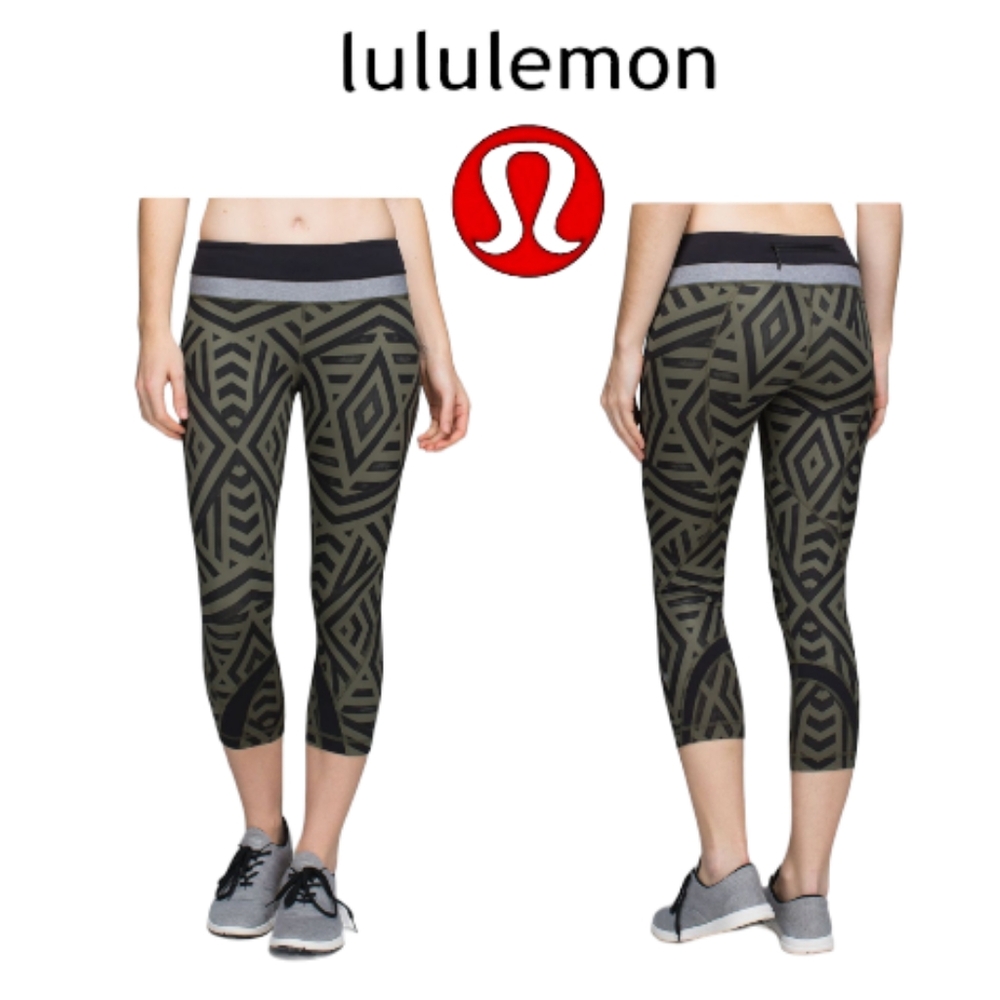 Lululemon Run Inspire Crop II Legging Full-On Luxtreme Chevron Shuffle Fatigue 6
